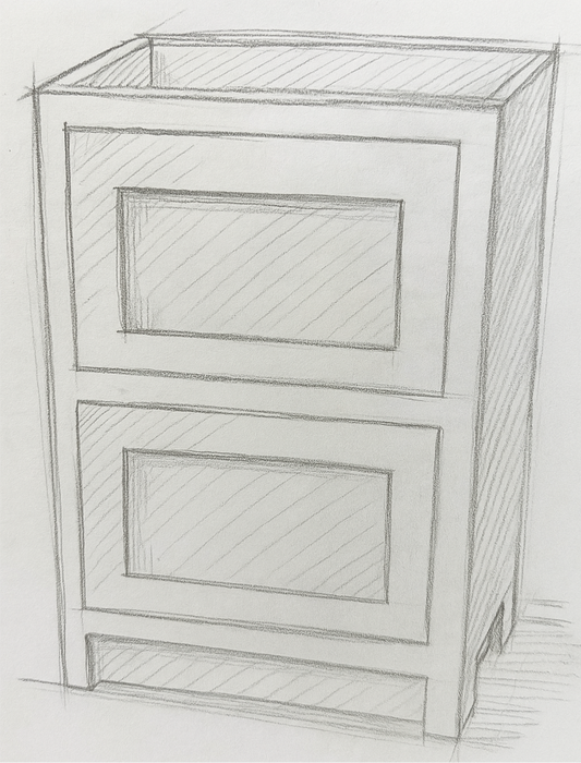 2 Drawer base units with internal Hidden drawer